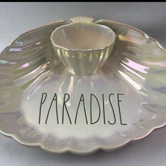 Rae Dunn ceramic luster paradise shrimp & dip bowl New in Box - Picture 1 of 5
